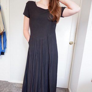 Long black button down dress with pockets